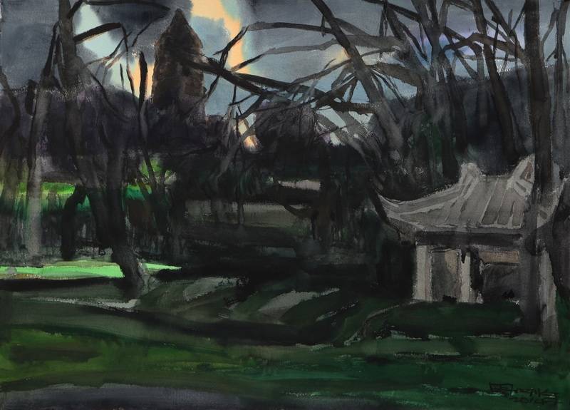 周刚 《园之缘·冬之寒》 105×75cm 2014.jpg